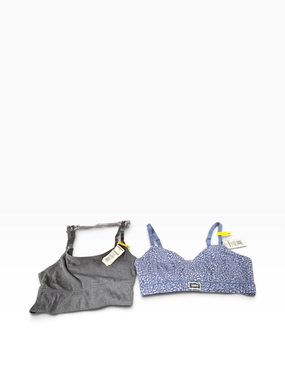 Hanes Women’s Mixed Bra Bundle Size Medium 2 Pack Wirefree Bralette Gray Print